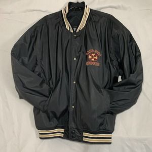 Vtg Steve & Barry's Black Hard Core Choppers Bomber Biker Jacket Men's Lrg LA NY